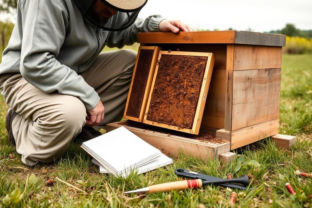 Beekeeper checking Complete Guide Routine Hive for apiary management