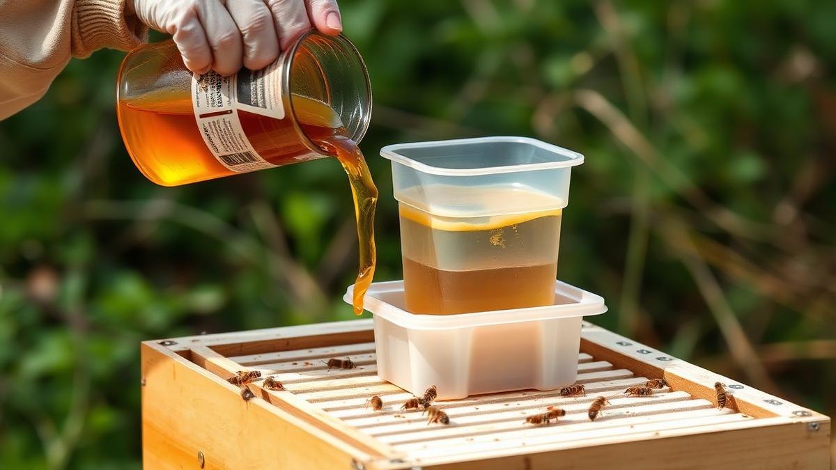 Beekeeper checking Practical Guide Feeding Bees for apiary management