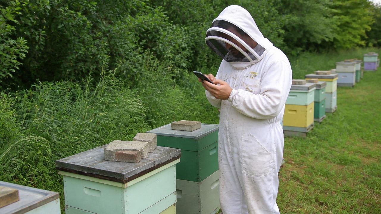 Beekeeper checking Best Beekeeping Apps 2026 for hive records
