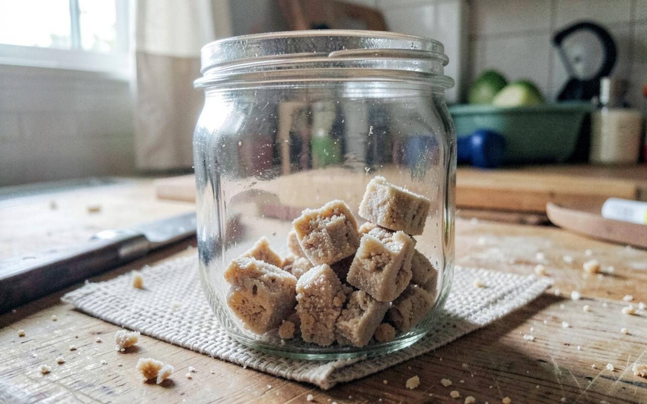 Brittle Frozen Propolis Chunks Broken Off A Trap Mat Into A