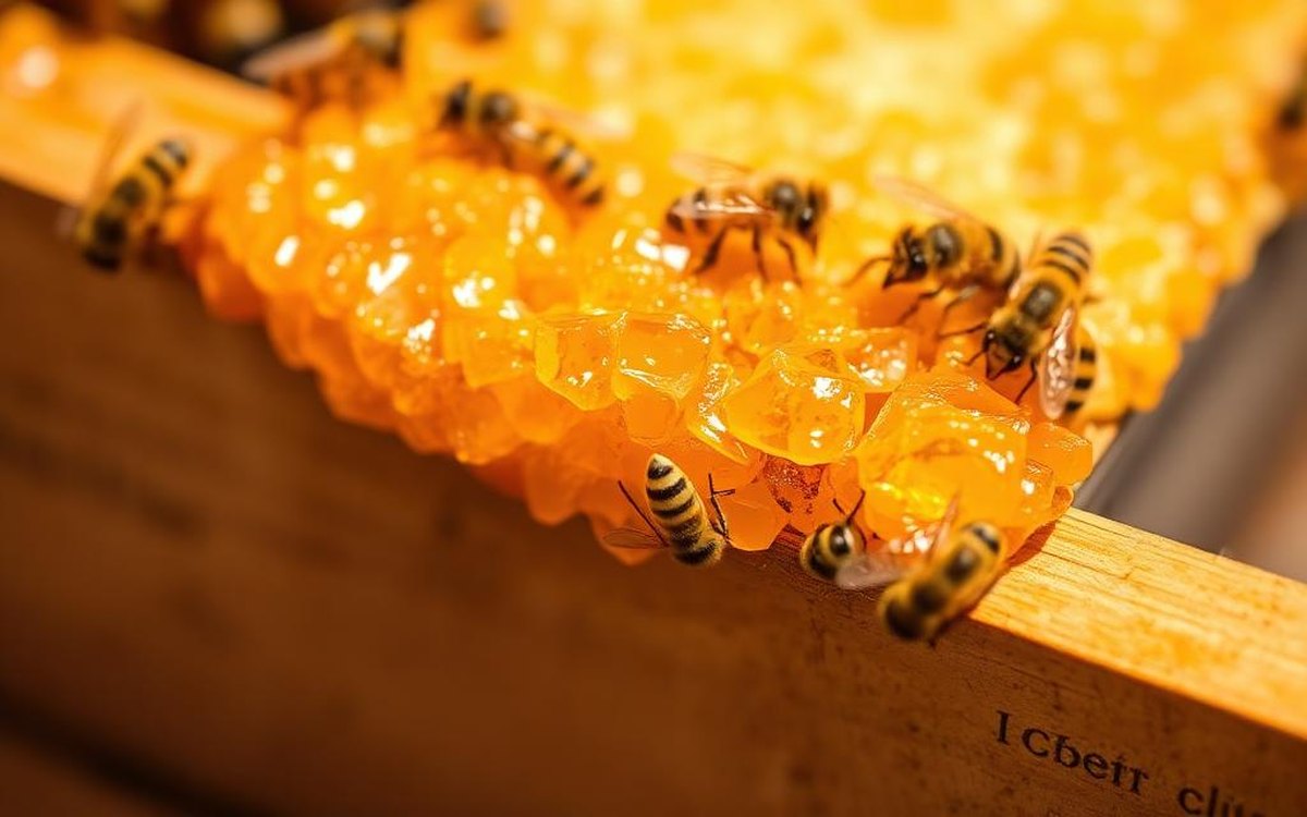 Beekeeper checking Propolis Hive's Natural Medicine for colony health