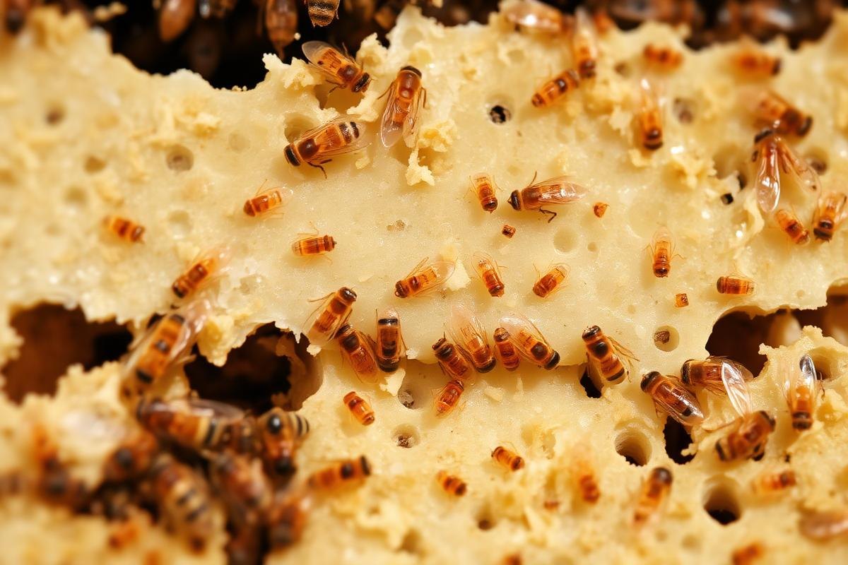 Nurse Bees Over Brood Cappings Mites Reproduce Inside These Sealed Cells
