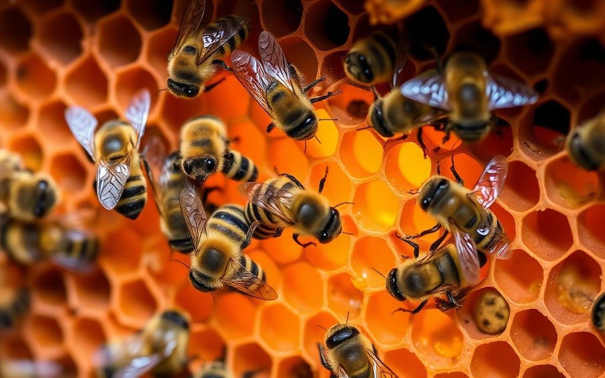 Bees Communicating On Honeycomb Beekeeping Guide Image