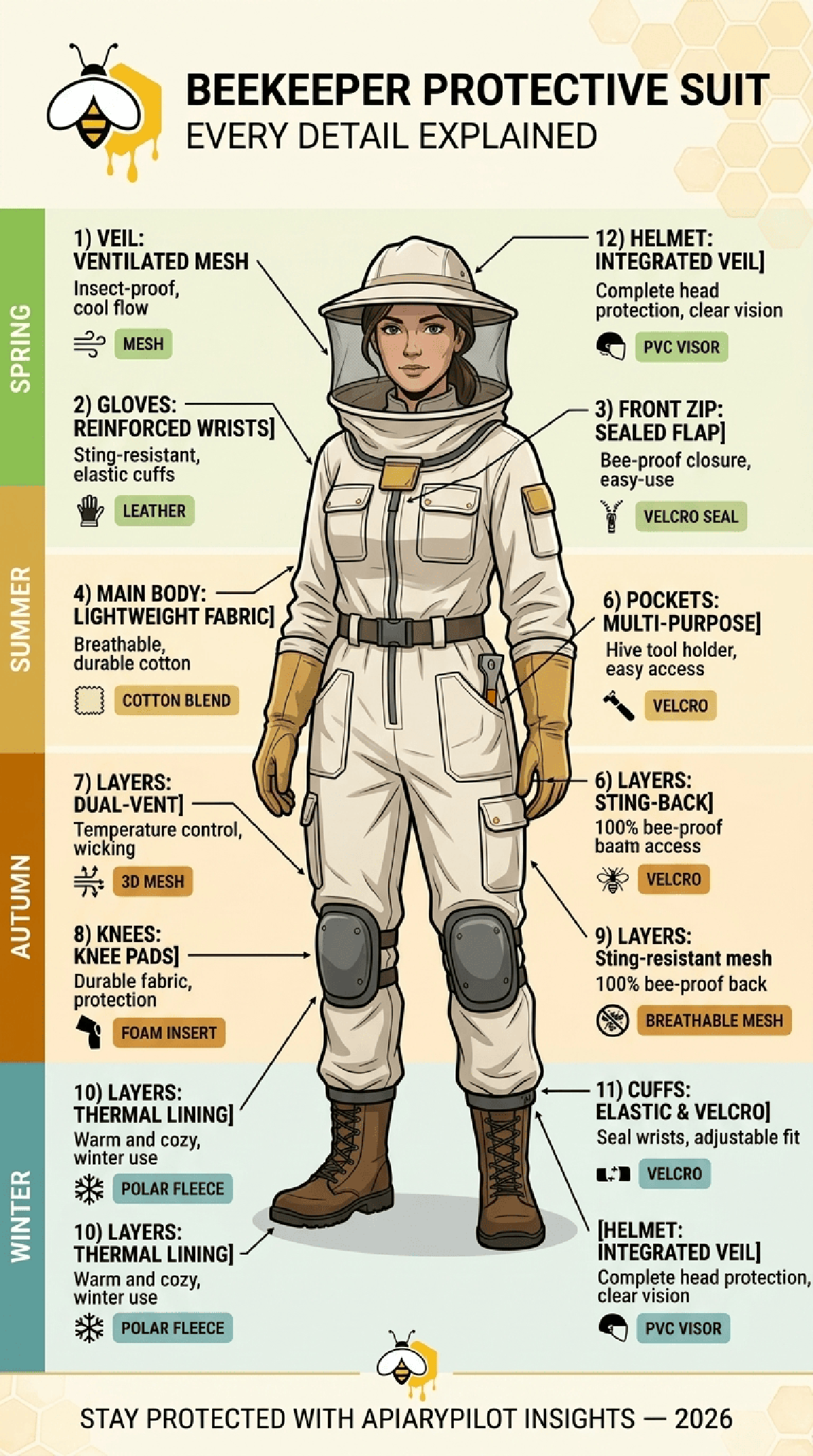 Beekeeper Protective Suit Infographic Beekeeping Guide Image